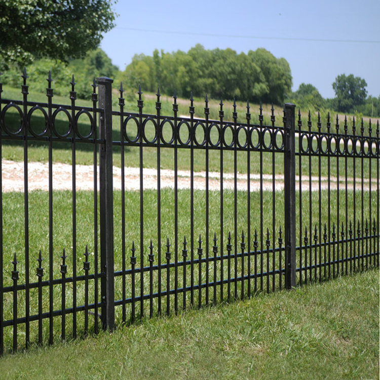 Wholesale exterior decorative steel fences home villa outdoor garden wall metal fencing wrought iron art fence designs