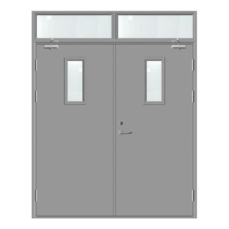 Commercial school house hotel hospital metal fireproof one and half doors customized 45 60 90 120 minutes fire rated steel door