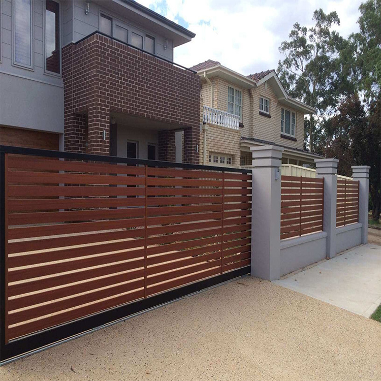 Exterior metal aluminium gate fence design custom modern garden aluminum slat fences and gates for houses villa