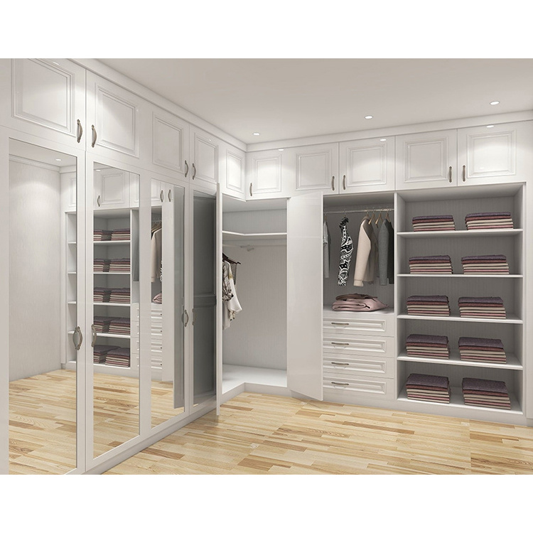 Custom walk in closet cabinets europe usa modern bedroom mirror door mdf wooden clothes wardrobe closet design for men girl