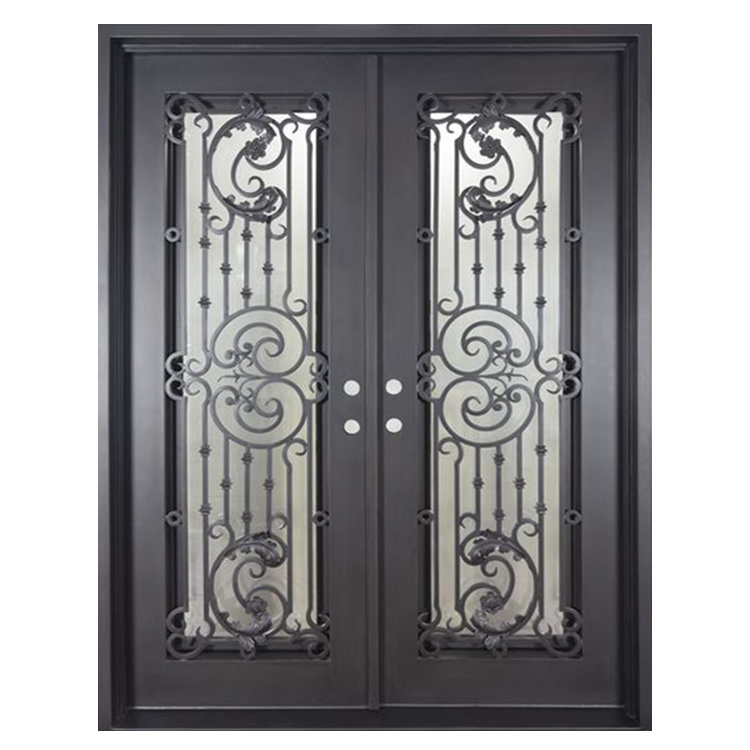 Cheap exterior safety metal front entry door design catalogue external simple wrought iron grill doors for houses home villas