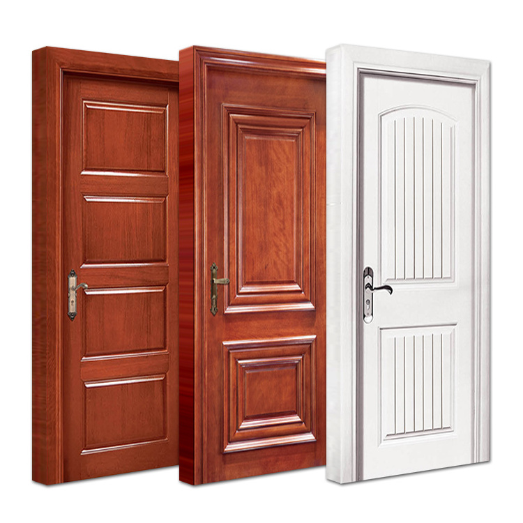 Modern indoor room hdf wooden door designs interior bedroom sound proof solid wood door for houses hotel villa apartment project