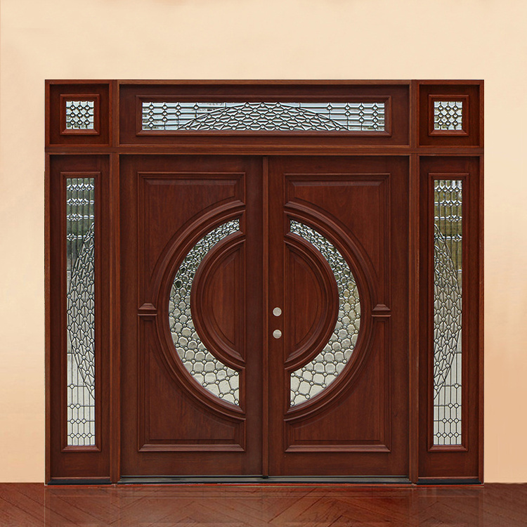 House villa exterior front entry double leaf wooden doors design modern luxury mahogany solid wood timber main entrance door