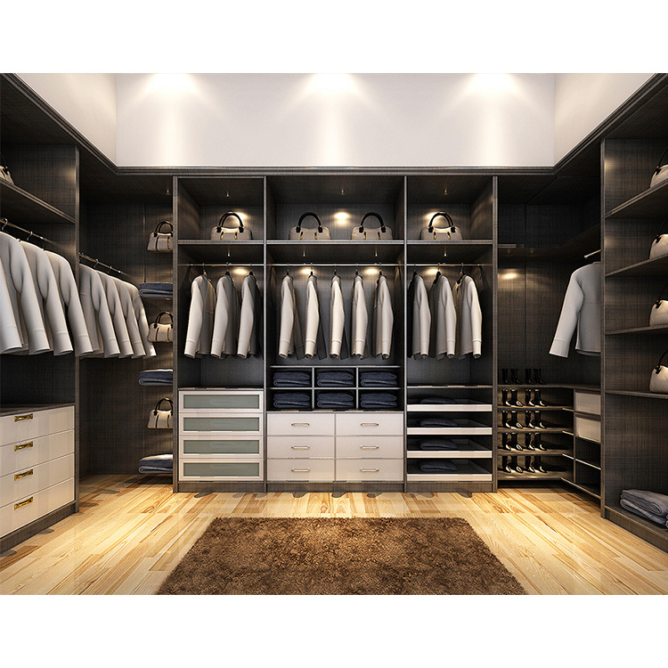 Custom luxury dressing room wooden cabinets walking wardrobes closets systems design modern bedroom walk in closet for clothes