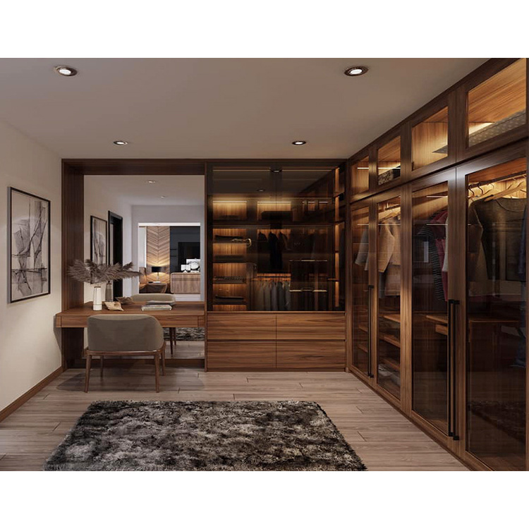 Custom luxury dressing room wooden cabinets walking wardrobes closets systems design modern bedroom walk in closet for clothes