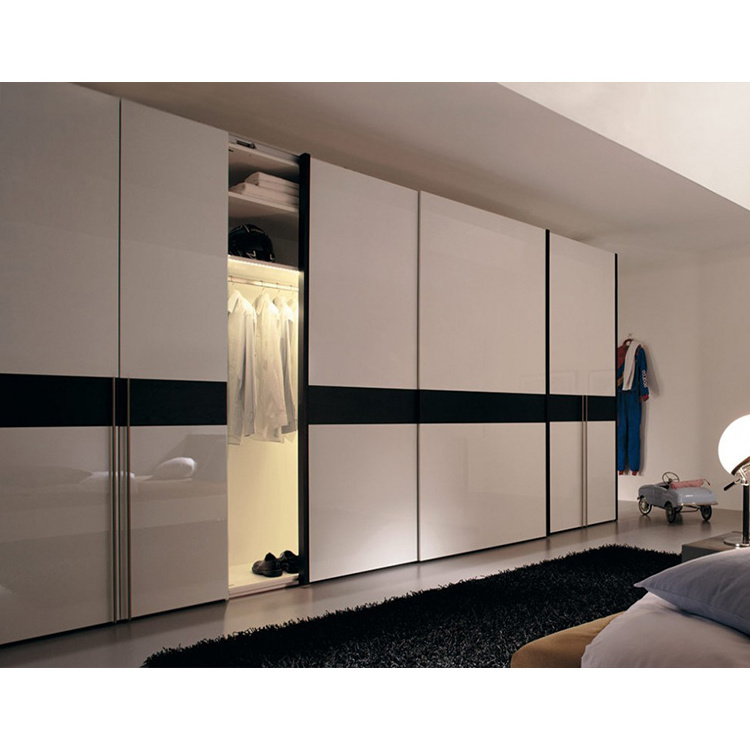 Modern clothes storage wardrobes set furniture design home hotel bedroom 3 sliding door mdf wooden wardrobe with mirror