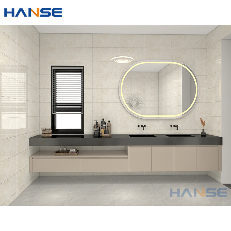 Home hotel modern style fancy wall mount plywood bathroom basin vanity towel cabinets with led sensor light for sale