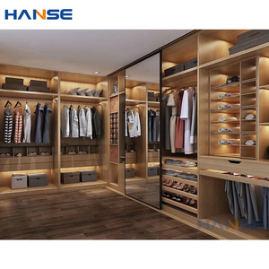 Custom dressing room open style wood walkin wardrobe cabinet system set modern bedroom sliding mirror door walking closet design