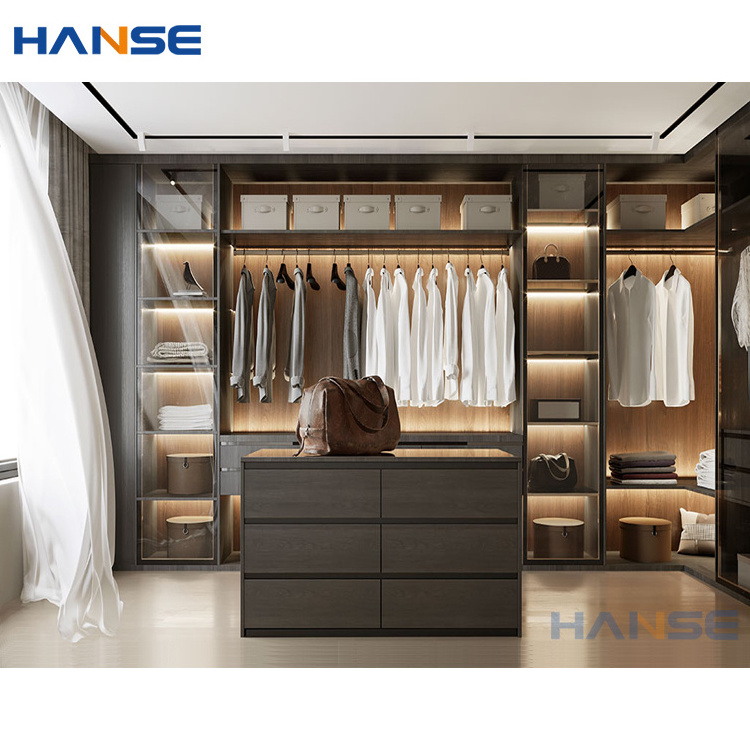 Luxury modern wardrobes closet island cabinets design custom bedroom walking wardrobe closet system set with drawers