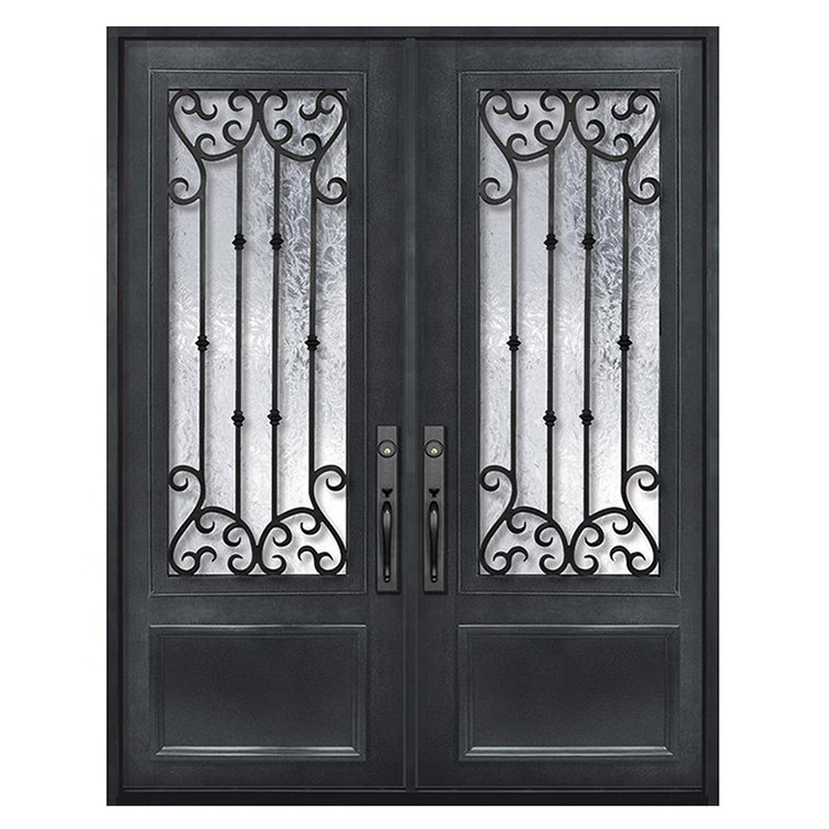 Cheap exterior safety metal front entry door design catalogue external simple wrought iron grill doors for houses home villas