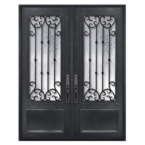 Cheap exterior safety metal front entry door design catalogue external simple wrought iron grill doors for houses home villas