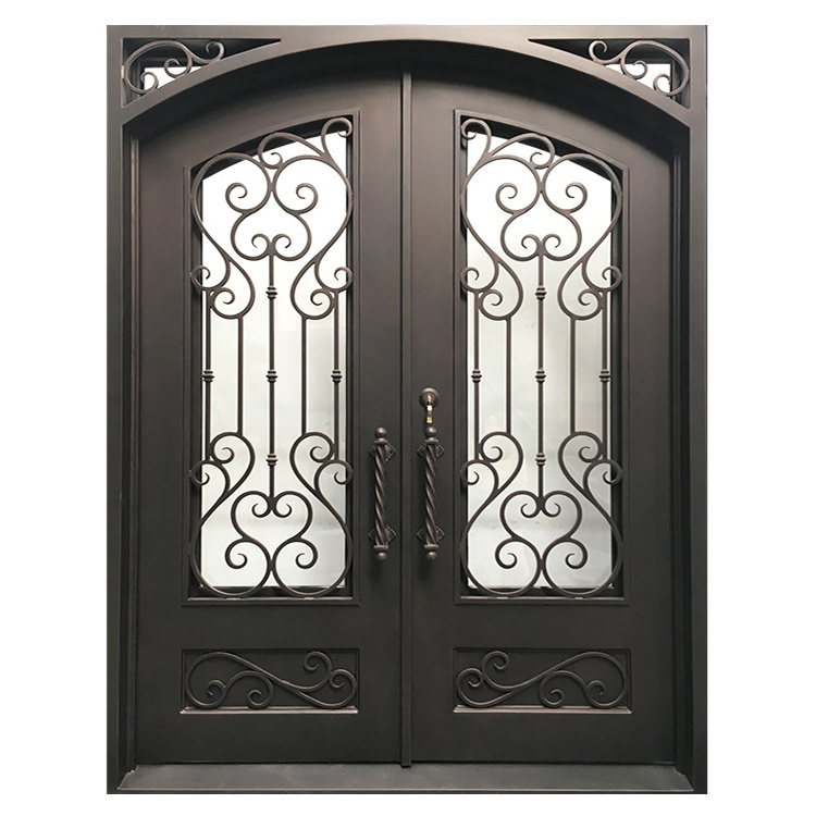 Cheap exterior safety metal front entry door design catalogue external simple wrought iron grill doors for houses home villas