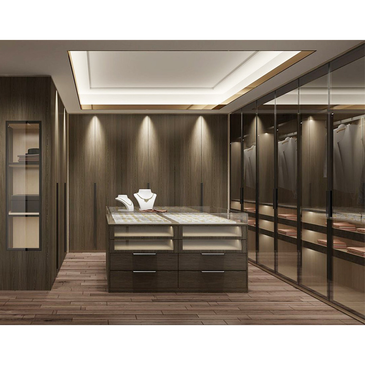 Luxury modern wardrobes closet island cabinets design custom bedroom walking wardrobe closet system set with drawers