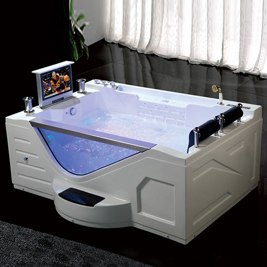 Cheap price two persons jacuzzier corner whirlpool comfortable bathtub acrylic massage bathtub