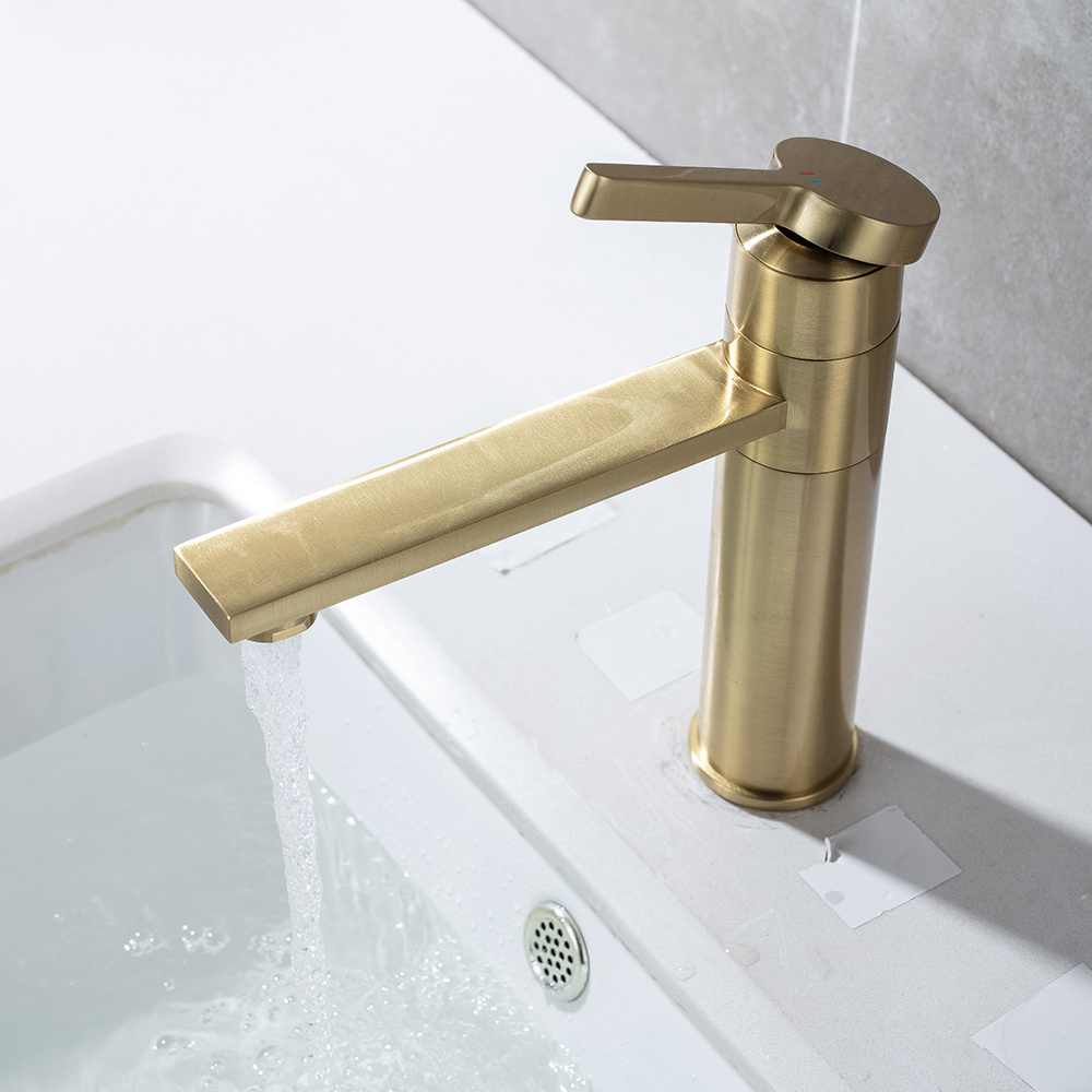 sus304 modern design luxury bathroom single hole gold bathroom tap faucet brass basin faucets