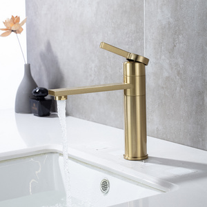 sus304 modern design luxury bathroom single hole gold bathroom tap faucet brass basin faucets