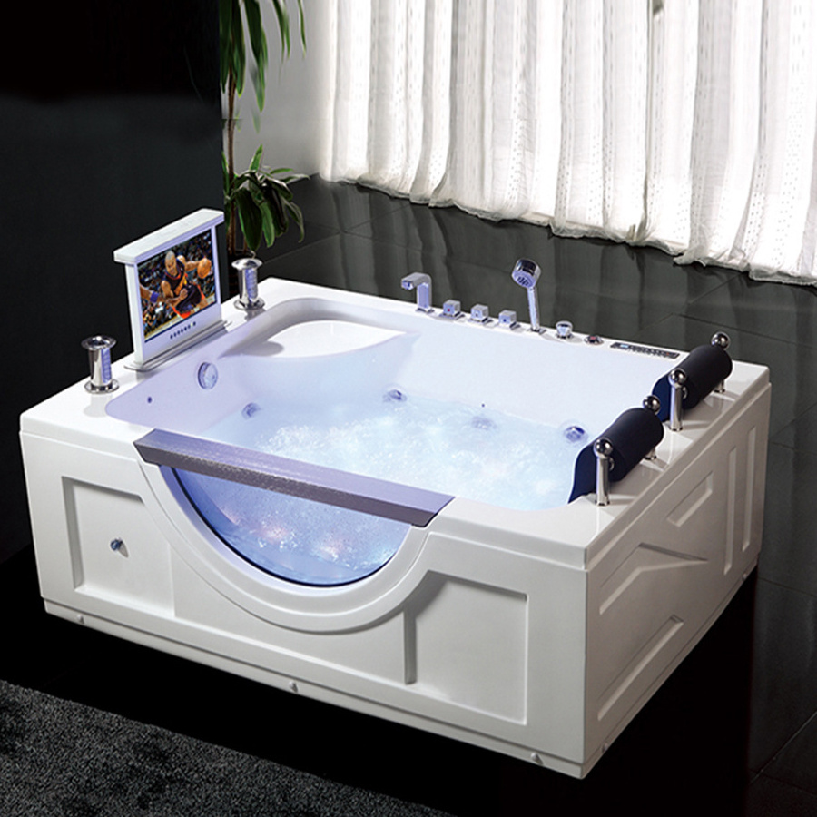 Cheap price two persons jacuzzier corner whirlpool comfortable bathtub acrylic massage bathtub