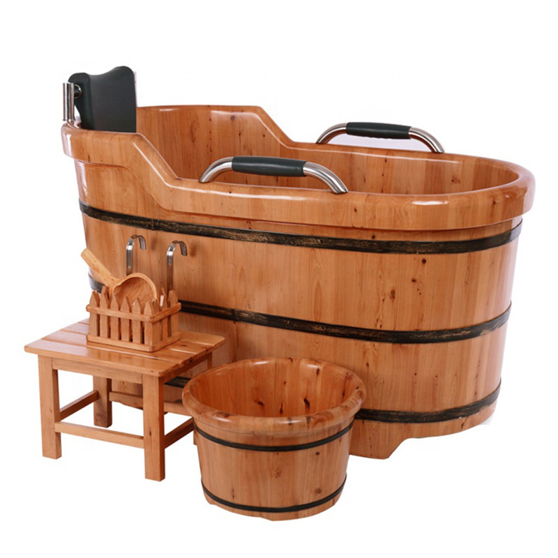 Best selling cheap price handmade freestanding wooden bath tub cedar wood bathtub wood japanese for sale