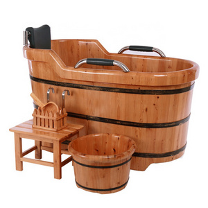 Best selling cheap price handmade freestanding wooden bath tub cedar wood bathtub wood japanese for sale