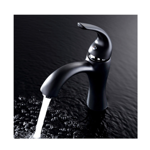 Contemporary design 304 stainless steel black deck tap ware hot and cold brass bathroom basin faucet