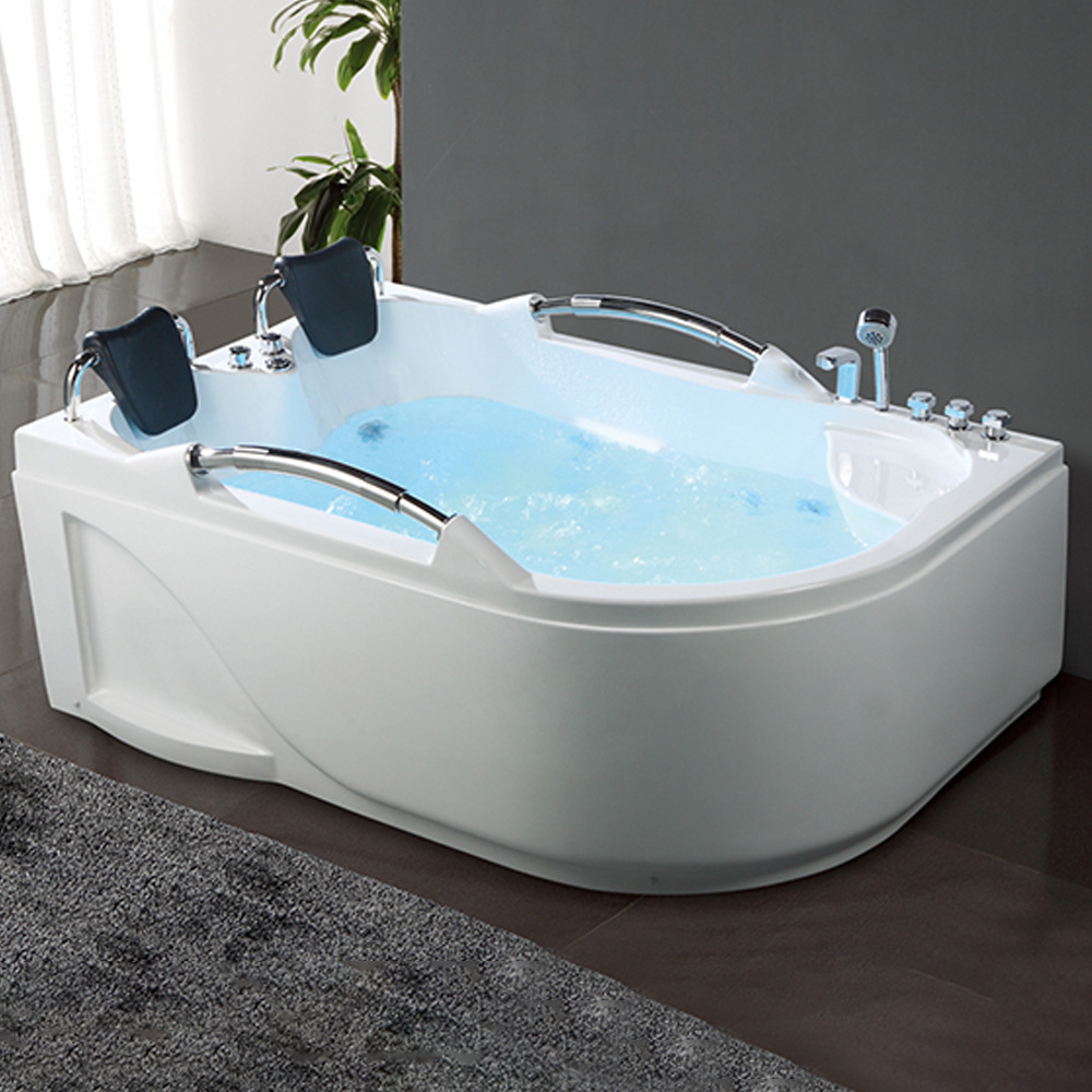 Cheap price two persons jacuzzier corner whirlpool comfortable bathtub acrylic massage bathtub