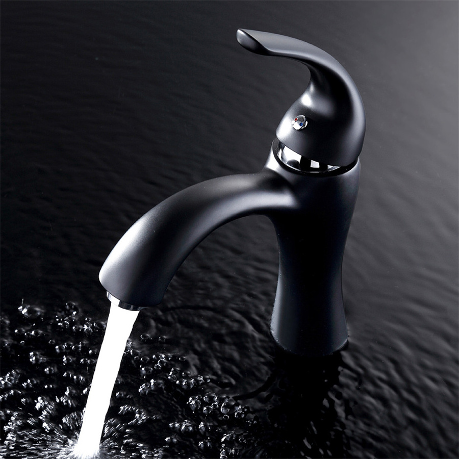 Contemporary design 304 stainless steel black deck tap ware hot and cold brass bathroom basin faucet