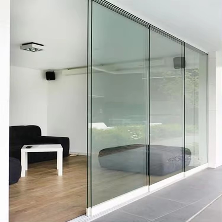 Hot selling thermal break interior position aluminum alloy double large glass 4 panel sliding aluminium windows and doors