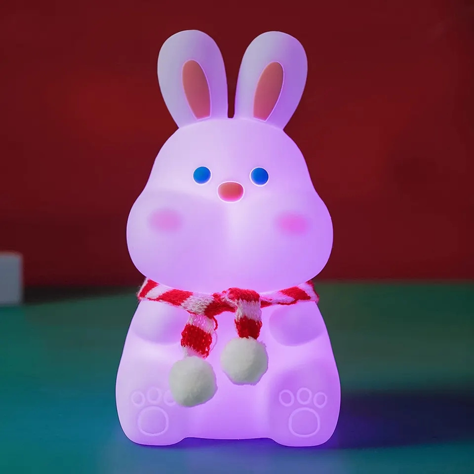 Silicone Rabbit Kids Lamp Bunny Led Silicone Baby Sleeping Aid Night Lamp Rechargeable Nursery Night Light