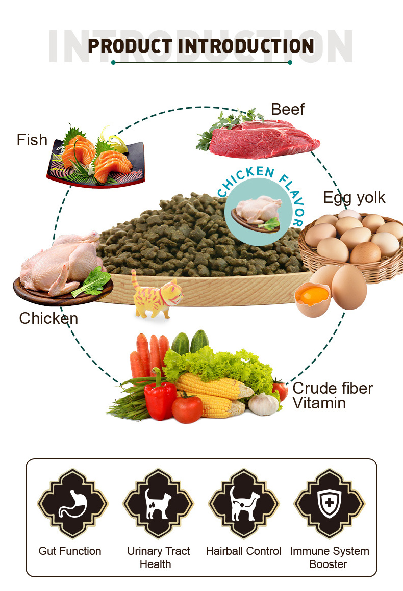 OEM  Factory Exports Cat Food Star Shapes 10KG Natural Raw Chicken Flavors  All Age Pet Cat Dry Food