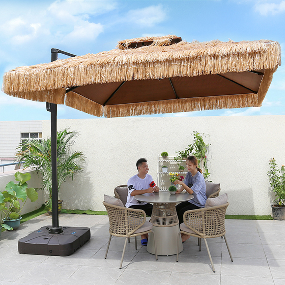 Aluminum Frame Umbrellas for Outdoor Tables and Chairs Straw Sun Beach Umbrella for Pets for Restaurants and Hotels in Oman