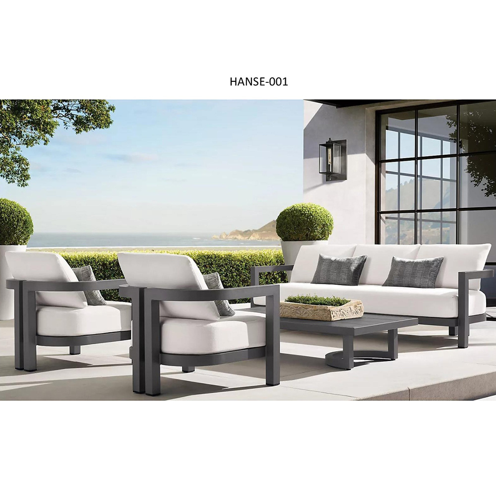 Luxury outside furniture muebles de terraza exterior patio sectional 3 piece garden outdoor aluminium sofa set