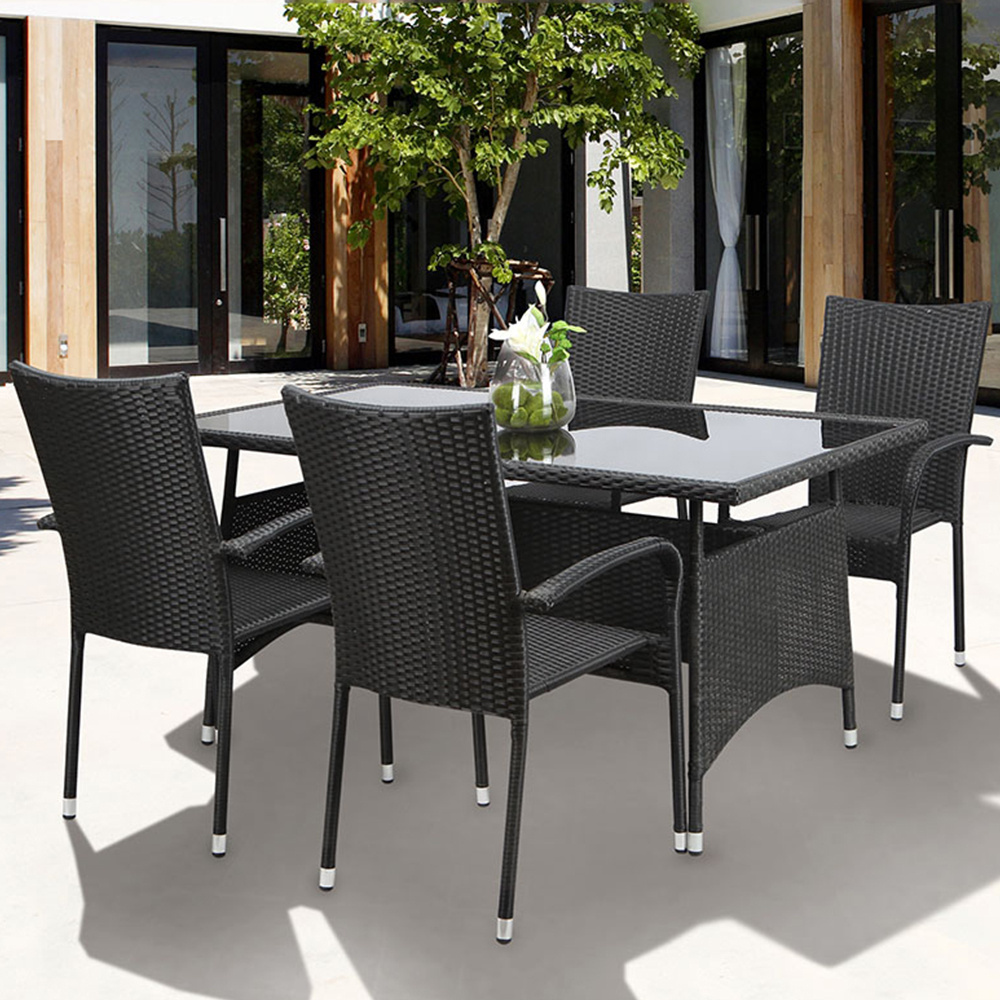 black wicker outdoor armchair hotel outdoor dining setting garden furniture outdoor furniture chairs and table