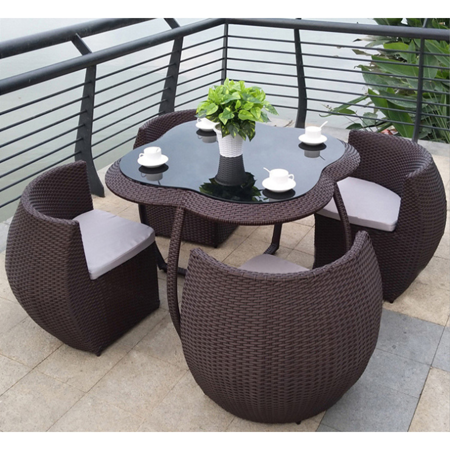 outdoor patio rattan wicker tea set restaurant furniture dining table set outdoor dining set table