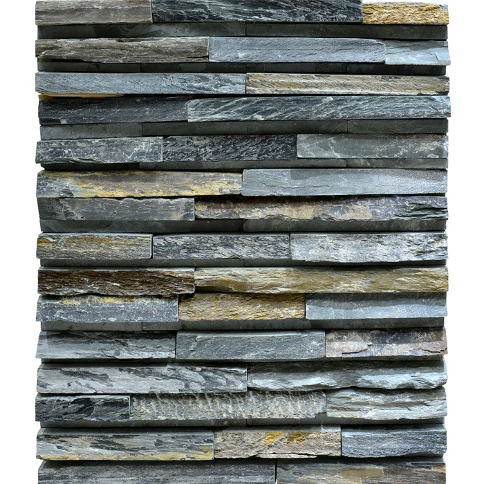 Indian Yellow Garden Slate Split Face Multi-Color Stone Effect Wall Tiles for Exterior Wall Cladding and Feature Walls