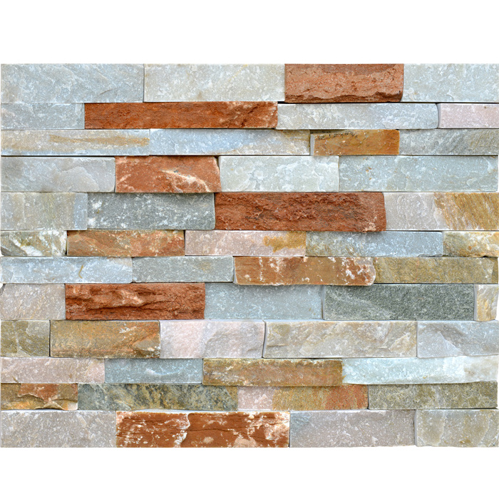 Indian Yellow Garden Slate Split Face Multi-Color Stone Effect Wall Tiles for Exterior Wall Cladding and Feature Walls