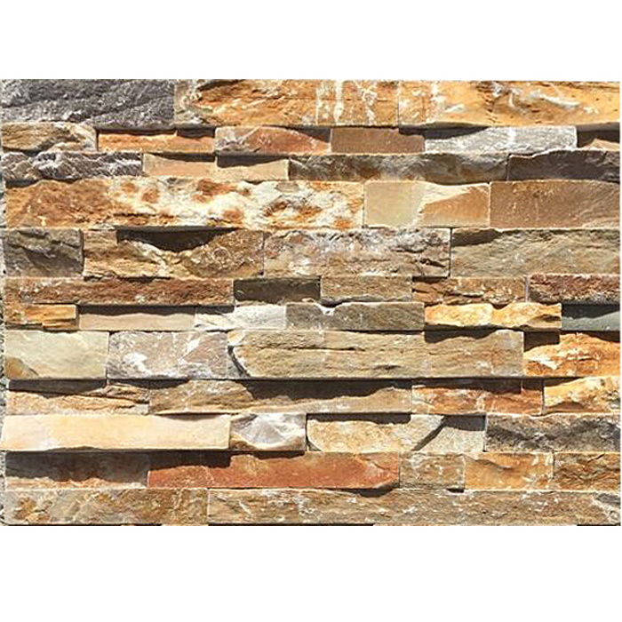 Indian Yellow Garden Slate Split Face Multi-Color Stone Effect Wall Tiles for Exterior Wall Cladding and Feature Walls