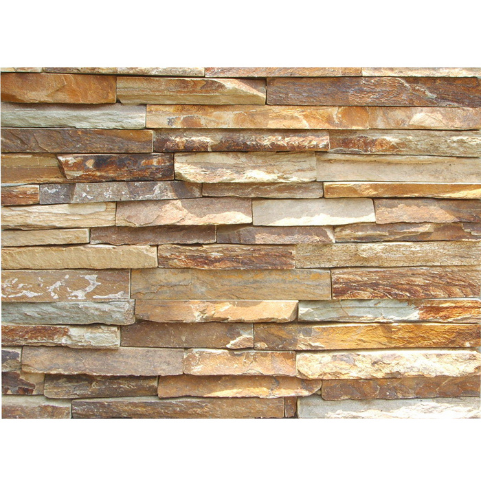 Indian Yellow Garden Slate Split Face Multi-Color Stone Effect Wall Tiles for Exterior Wall Cladding and Feature Walls