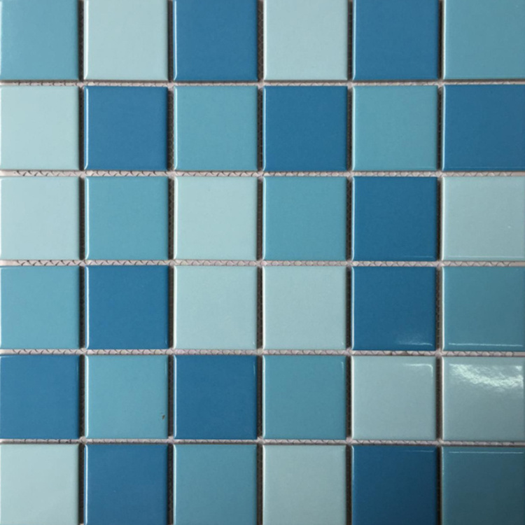 Modern Classic Dark Blue Glass Glazed Porcelain Ceramic Mosaic Tile for Swimming Pool Floor Border and Mosaics