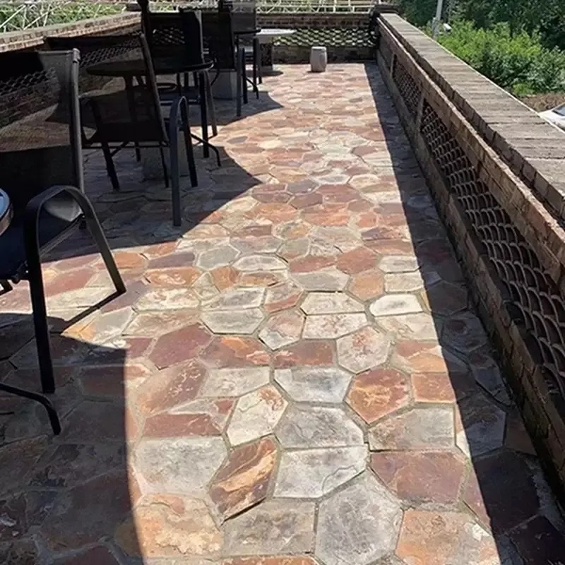 cheap outdoor natural hexagon slate paving stone flagstone interior floor tile price for sale