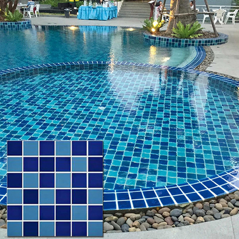 Modern 2x2 Mosaic Glass Tiles Square Wall Tiles for Swimming Pool Glossy Surface for Hotel Interior Decorations in Philippines