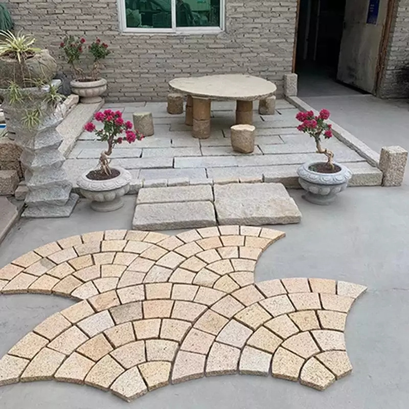 Large Natural Granite Flagstone Paving Stones Concrete Walkway Slab Floor Tile Block from China for Indian Garden Outdoor Use