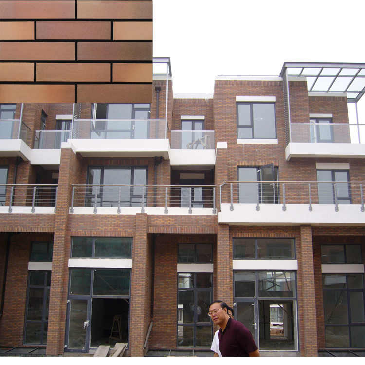 building decorative garden thin red terracotta clay bricks veneer slips tiles ceramic wall panels boards for yard