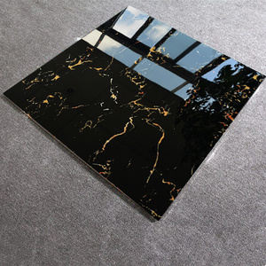 dubai building ceramics wear resistant black gold marble floor tile