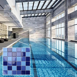 dark blue swimming pool ceramic mosaic floor tiles glazed blue mosaic backsplash for wall decor