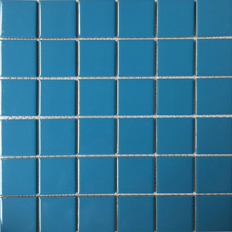 Modern Classic Dark Blue Glass Glazed Porcelain Ceramic Mosaic Tile for Swimming Pool Floor Border and Mosaics