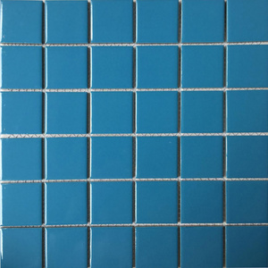 Modern Classic Dark Blue Glass Glazed Porcelain Ceramic Mosaic Tile for Swimming Pool Floor Border and Mosaics