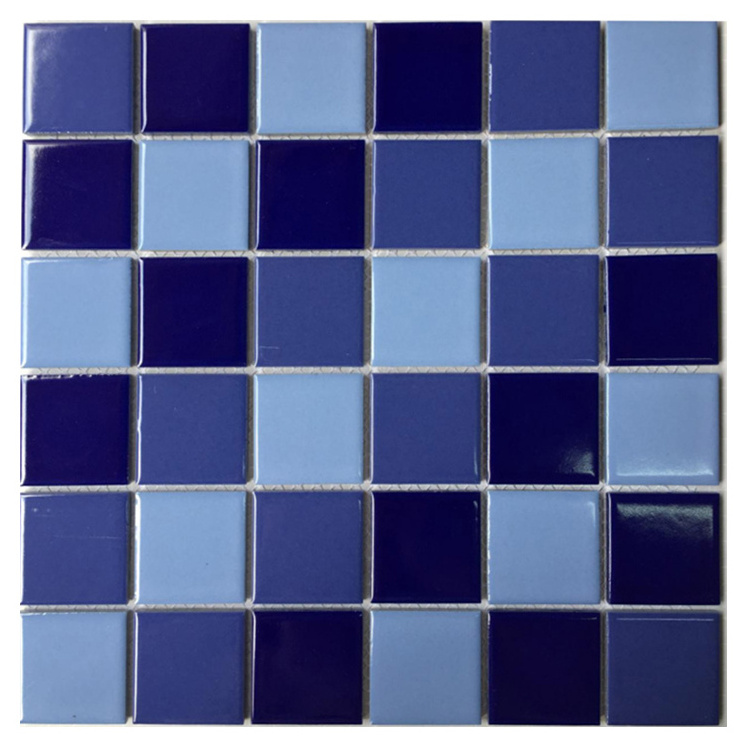 Modern Classic Dark Blue Glass Glazed Porcelain Ceramic Mosaic Tile for Swimming Pool Floor Border and Mosaics