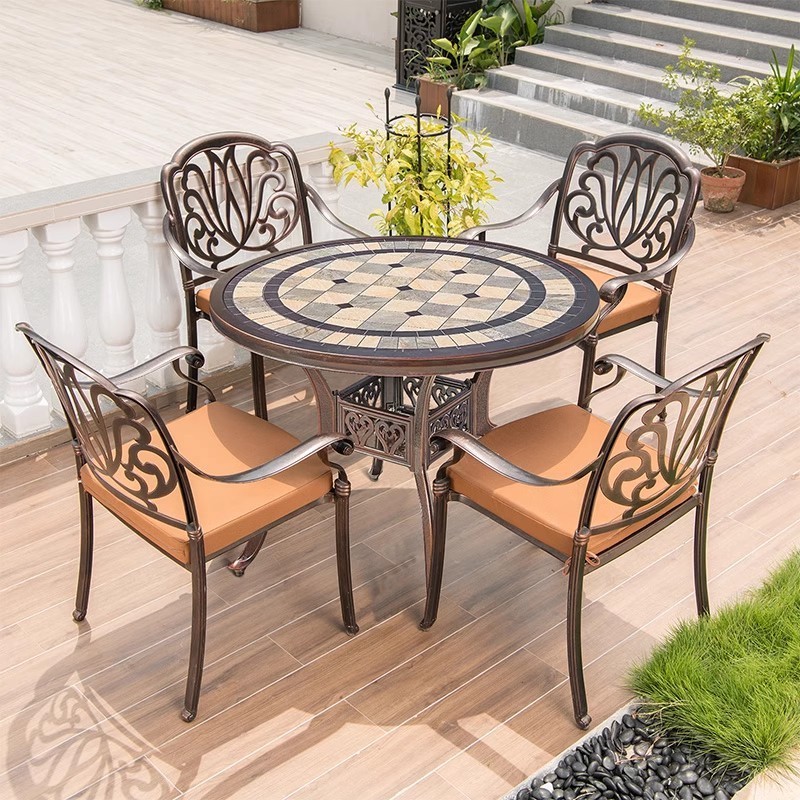 Outdoor furniture metal cast iron Cast Aluminum garden table chair set patio aluminum bistro set