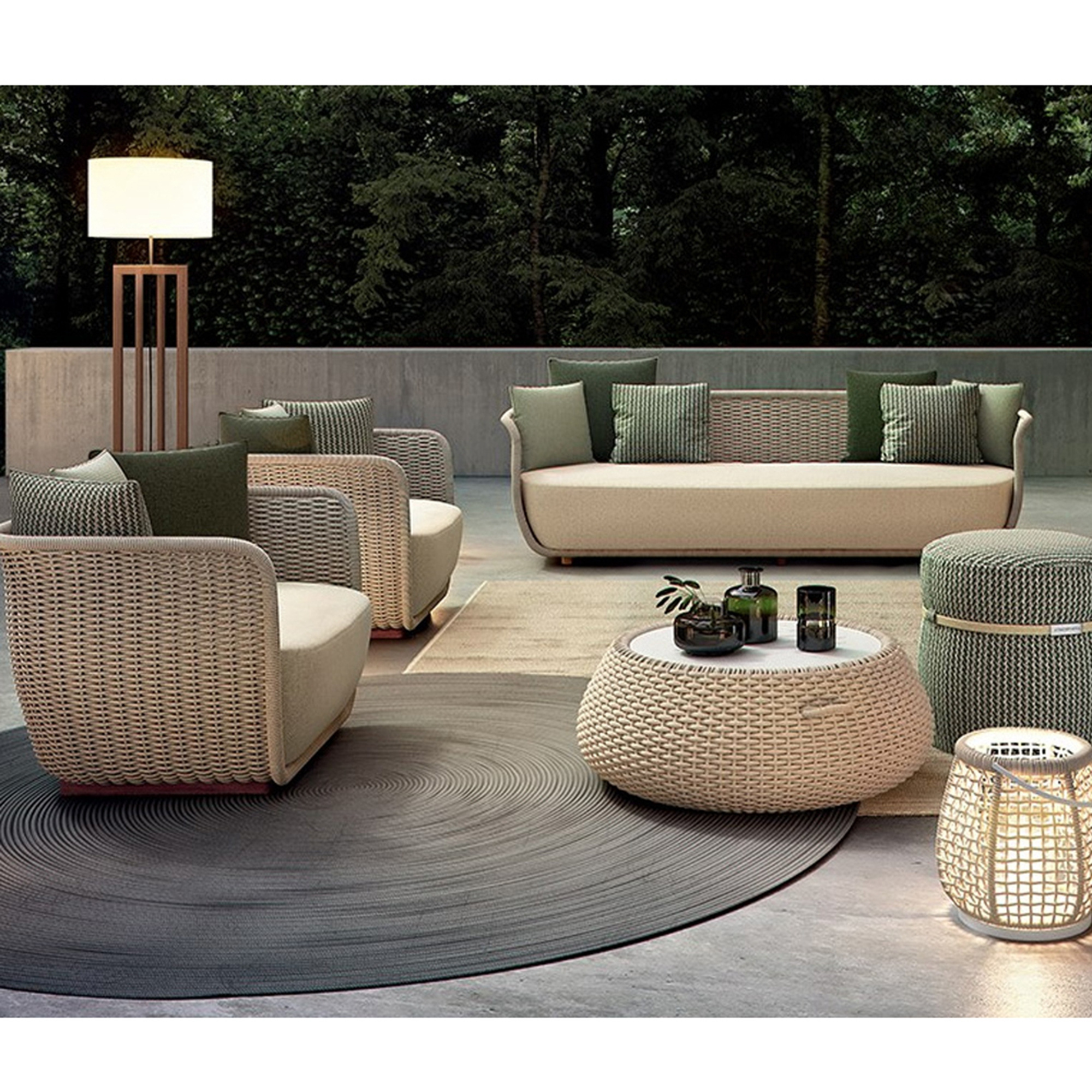 One Stop Professional Collocation Patio Outdoor Furniture Rattan Sofa Curl Rattan Sofa Leisure Lounge Chair Garden Sets