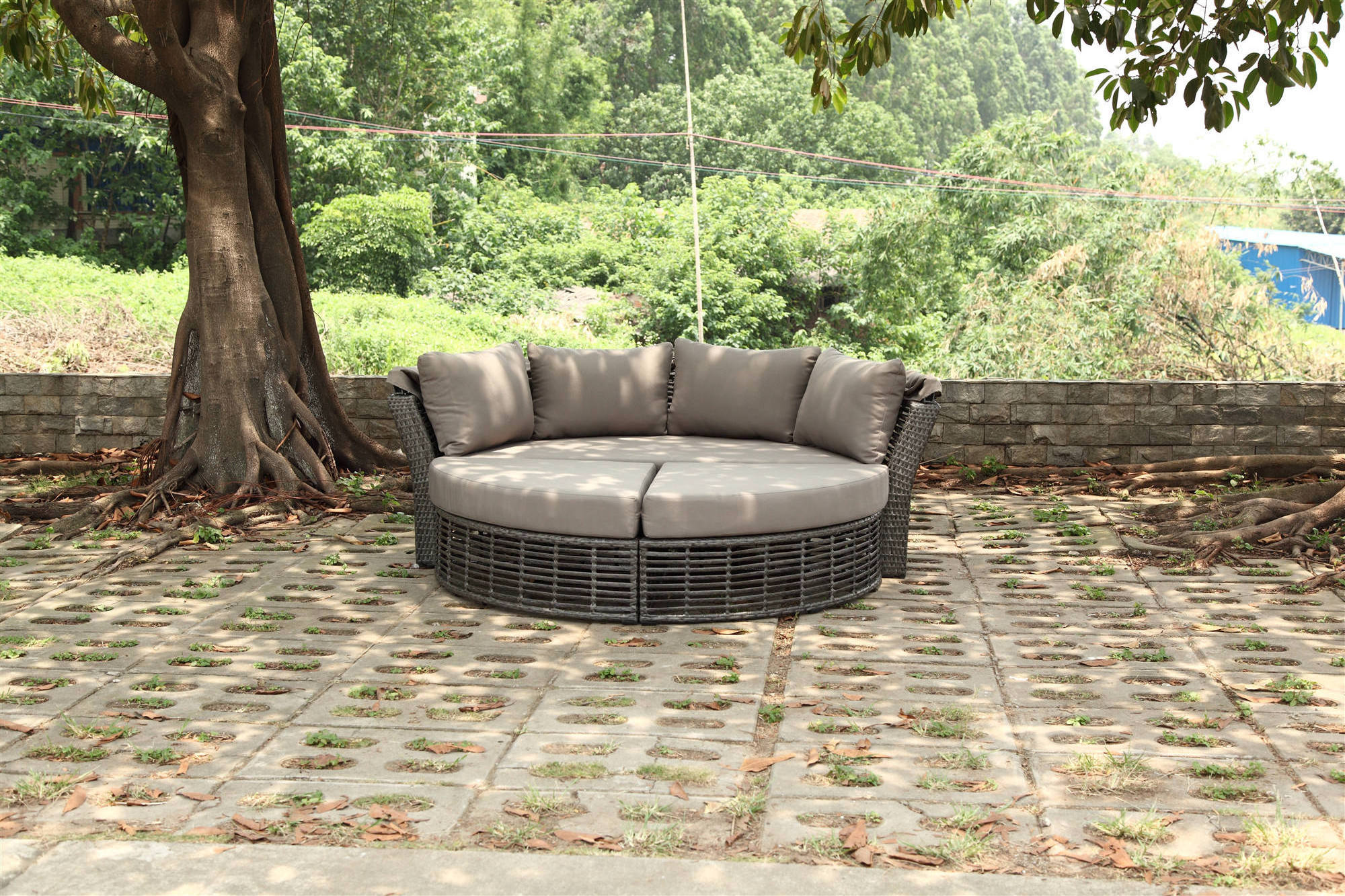 Shape Wicker Daybed Outdoor Sun Bed patio chaise lounge daybed garden furniture rattan day bed